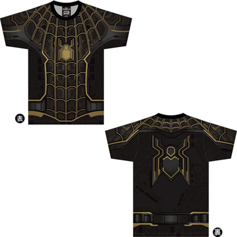 スパイダーマン　ノー・ウェイ・ホーム　レプリカスーツ風Ｔシャツ（BLACK＆GOLD SUIT)キッズサイズ