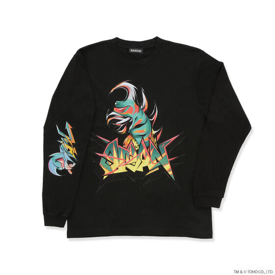 ゴジラ ガイガン イラスト ロングTシャツ Bタイプ ブラック/ブルー