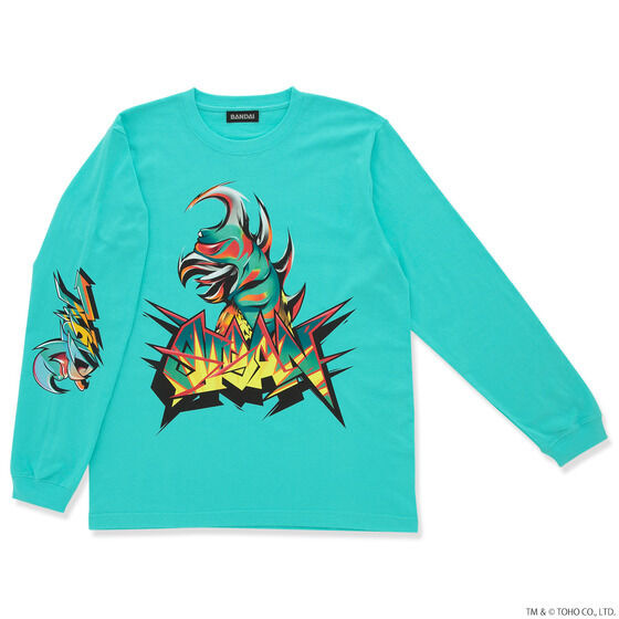 ゴジラ ガイガン イラスト ロングTシャツ Bタイプ ブラック/ブルー