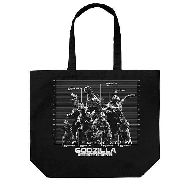 歴代ゴジラ身長比較表 ラージトート/BLACK