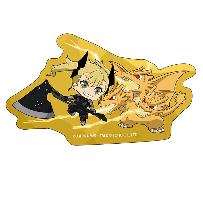 怪獣８号 ゴジラコラボ ちびキャラダイカットステッカー 四ノ宮キコル＆キングギドラ