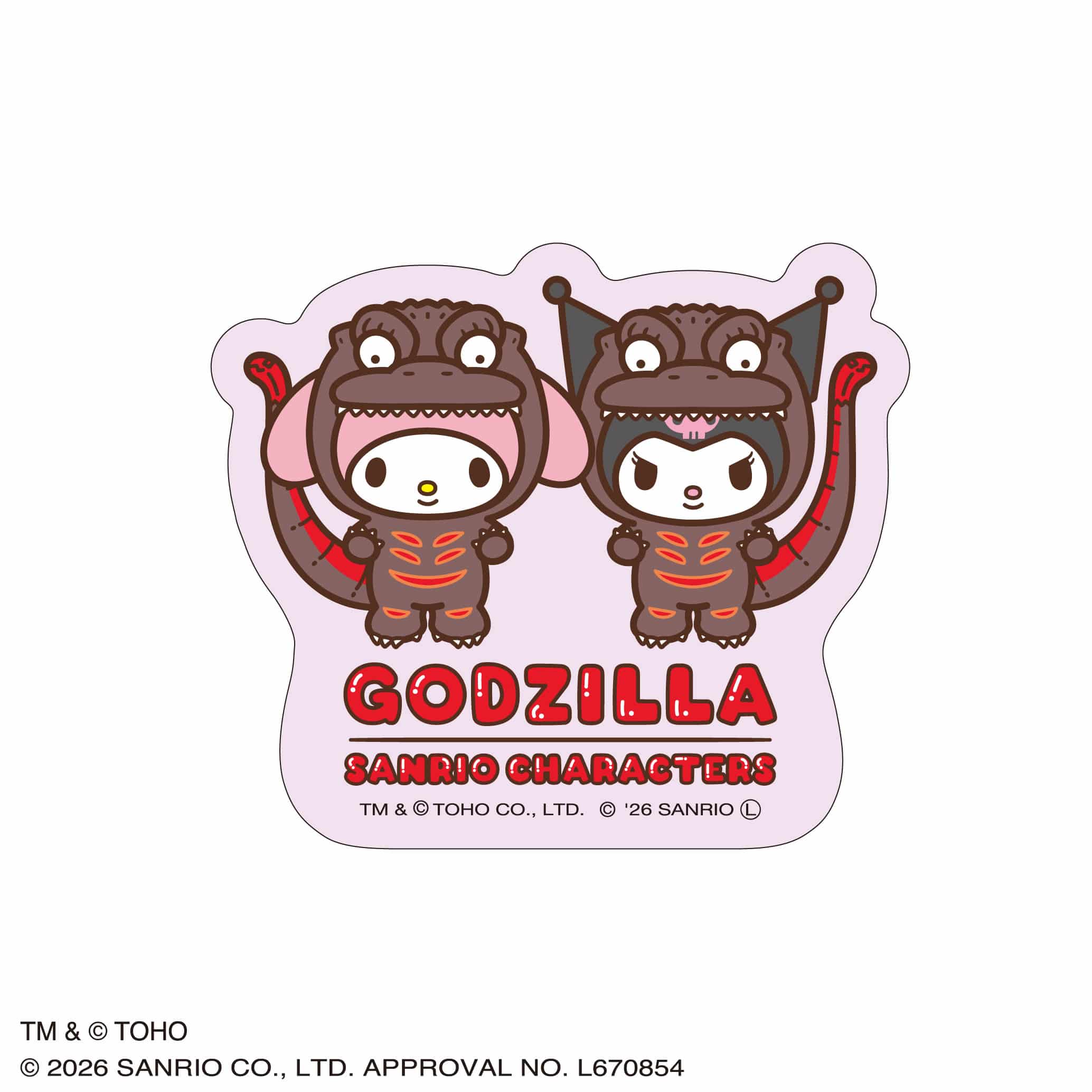 GODZILLA ・SANRIO CHARACTERS　ダイカットステッカー（ＢＣ）