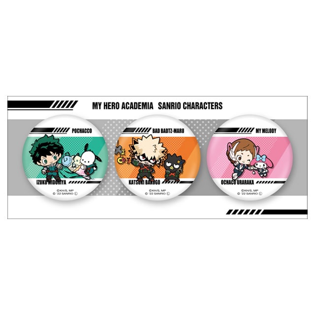 TVアニメ「僕のヒーローアカデミア」×サンリオキャラクターズ 缶バッジセットA（緑谷＆爆豪＆麗日）
