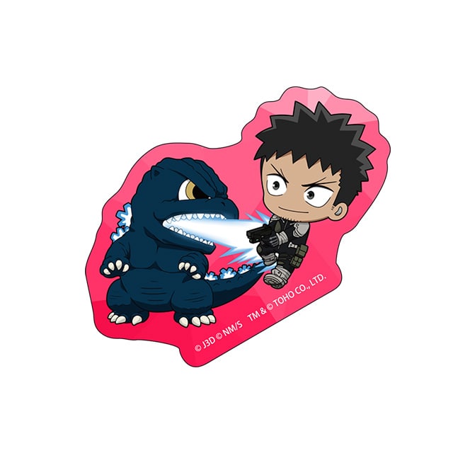 怪獣８号 ゴジラコラボ ちびキャラダイカットステッカー 日比野カフカ＆ゴジラ