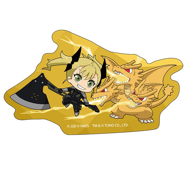 怪獣８号 ゴジラコラボ ちびキャラダイカットステッカー 四ノ宮キコル＆キングギドラ