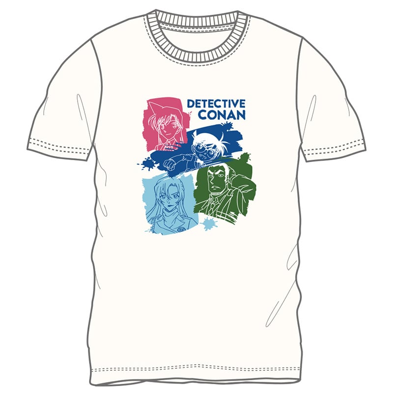 TVアニメ「名探偵コナン」 ペイント柄プリントTシャツ オフホワイトM