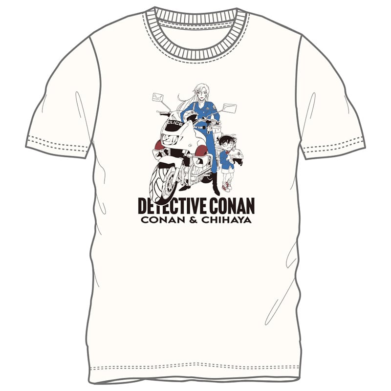 TVアニメ「名探偵コナン」 千速白バイ柄半袖Tシャツ オフホワイトL
