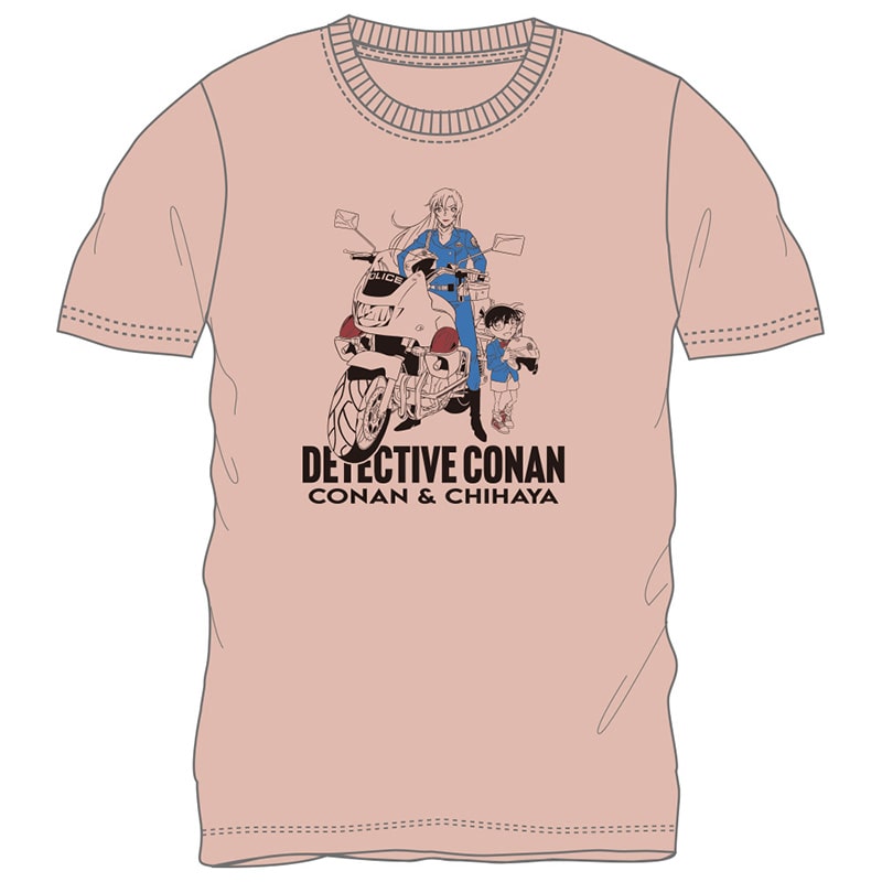 TVアニメ「名探偵コナン」 千速白バイ柄半袖Tシャツ ベージュピンクM