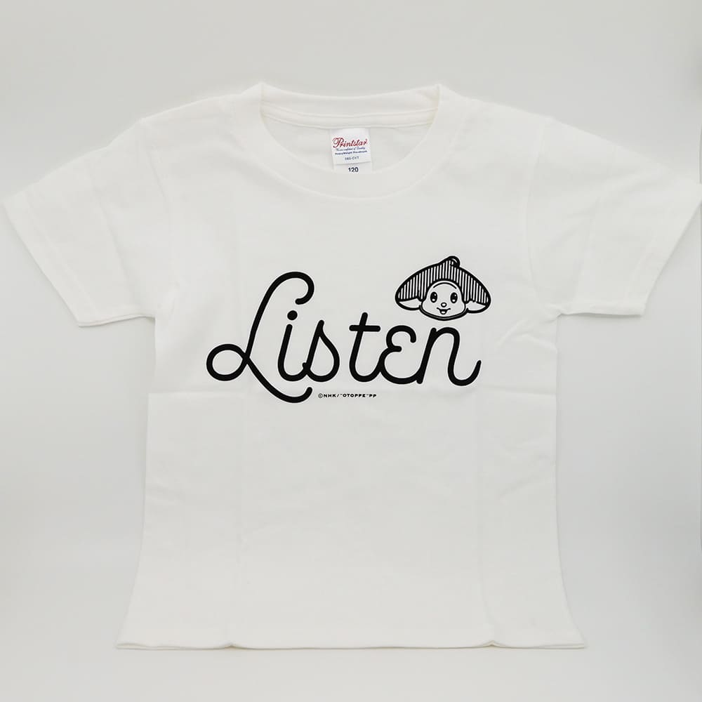オトッペ　Tシャツ「Listen」白（サイズ120cm）
