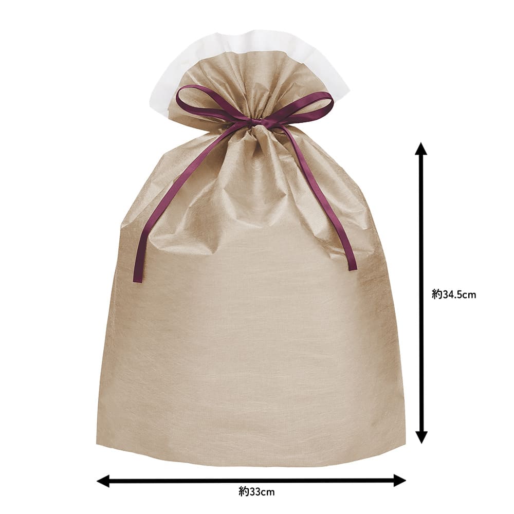 ギフトラッピング袋 不織布 シャイニーバッグ／ゴールドL